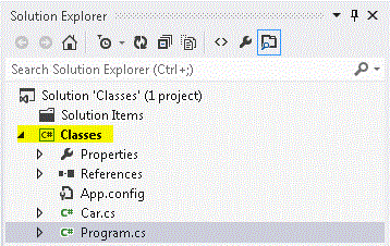 Visual Studio 2010 - Solution Explorer - Classes