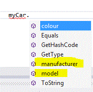C# List of methods available to class car